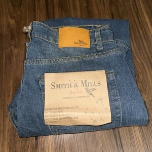 Smith & Mills Men's Stretch Jeans 34x32 Blue Denim Straight Leg Pants